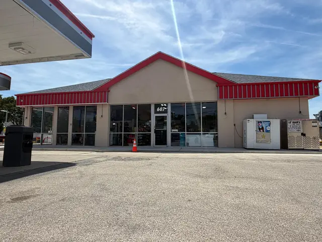 Store seen from the fuel pumps under the canopy